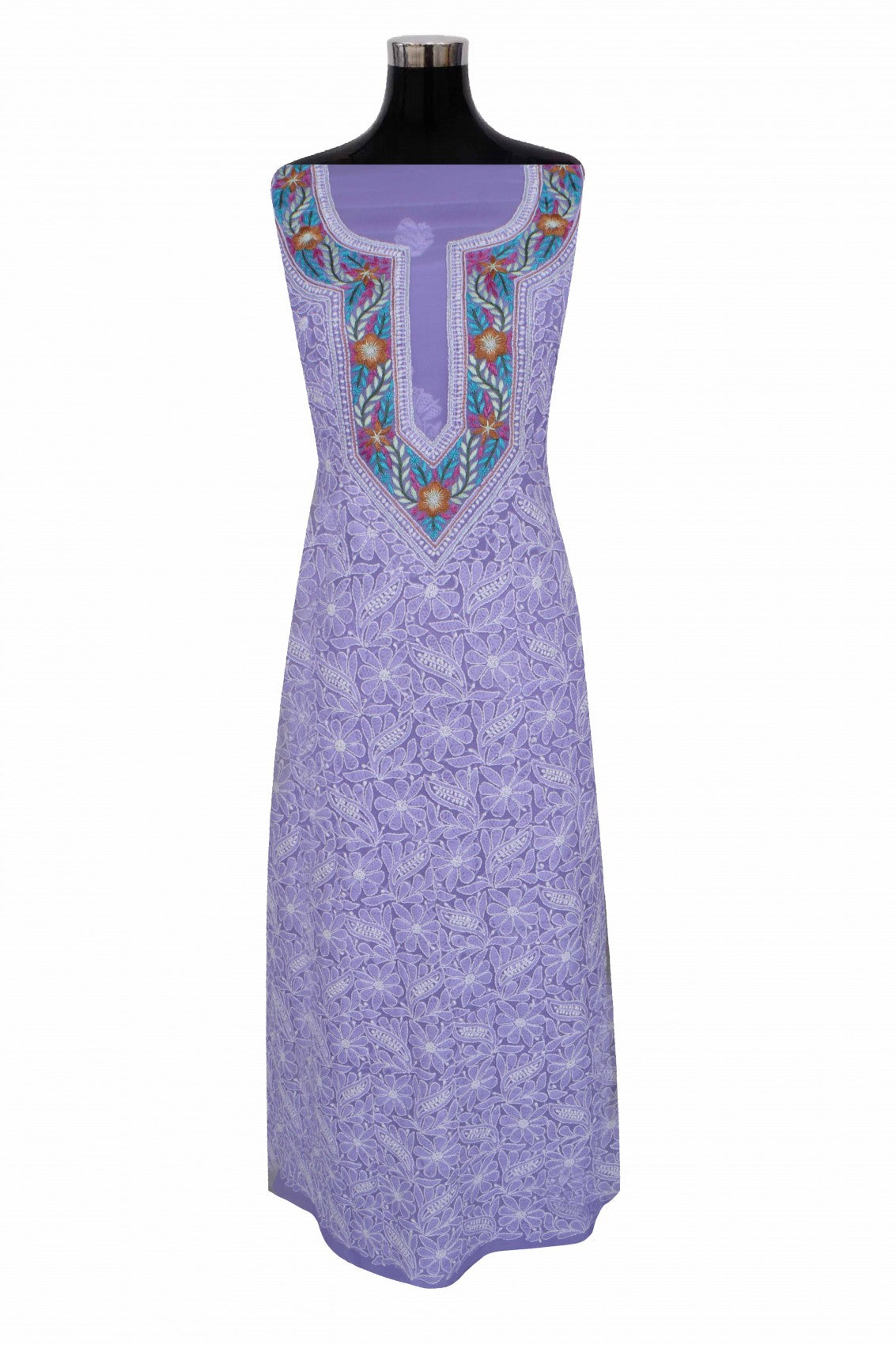 Ada Hand Embroidered Mauve Georgette Lucknowi Chikankari Unstitched Suit Piece With Parsi Work 01A250597