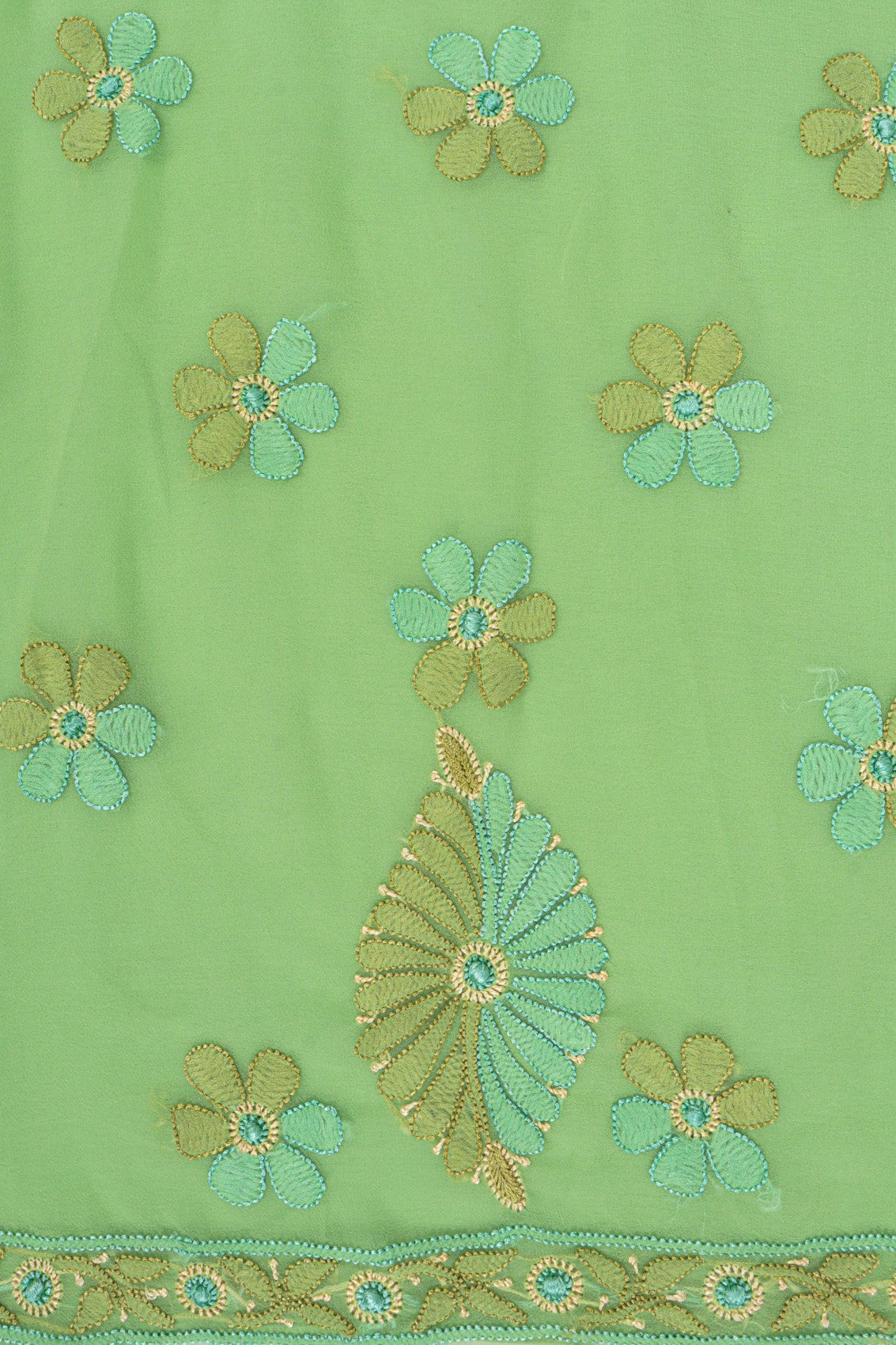 Ada Hand Embroidered Lime Green Georgette Lucknowi Chikankari Unstitched Suit Piece 01A172858