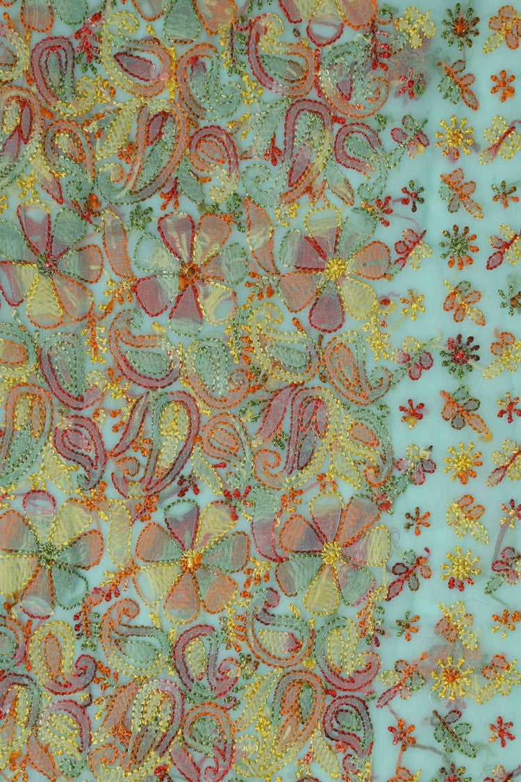 Ada Hand Embroidered Sea Green Georgette Lucknowi Chikankari Unstitched Suit Piece A211180