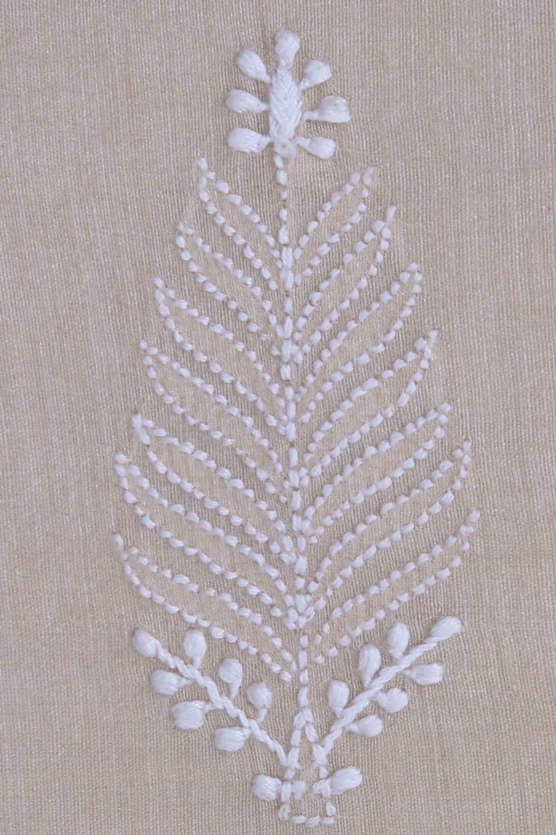 Ada Hand Embroidered Fawn Tusser Silk Lucknowi Chikankari Pillow Cover A507374