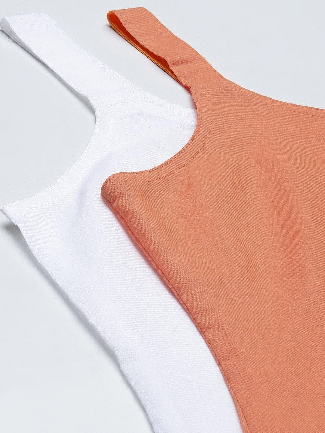 Ada White & Orange Cotton Short Slips Combo of 2 A111164.