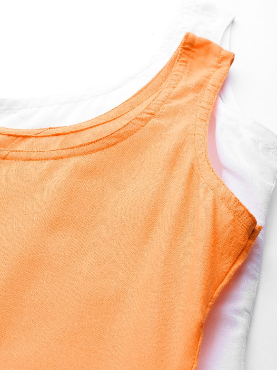 Ada White & Orange Cotton Long Slips Combo Of 2 A111140.