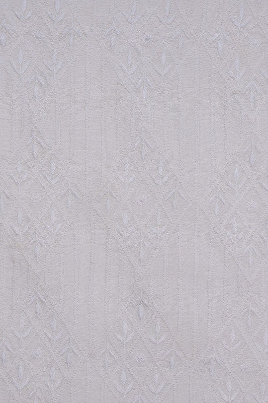 Ada Hand Embroidered White Chanderi Lucknowi Chikankari Unstitched Men's Kurta Piece A595432