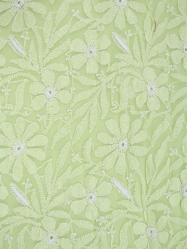 Ada Hand Embroidered Lizard Green Georgette Lucknowi Chikankari Unstitched Suit Piece 01A209281