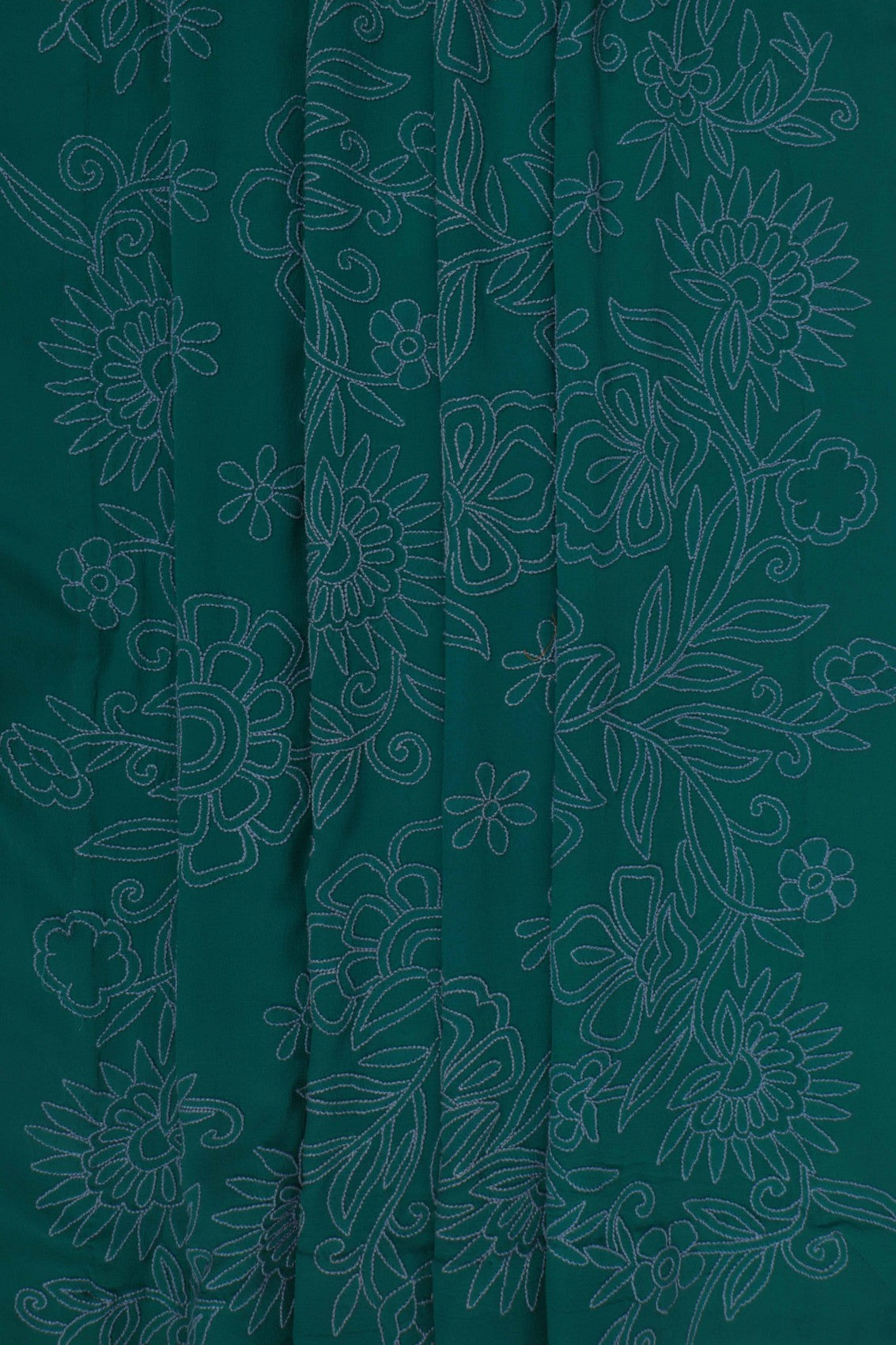Ada Hand Embroidered Dark Green Pure Georgette Lucknowi Chikankari Saree with Blouse 01A100068