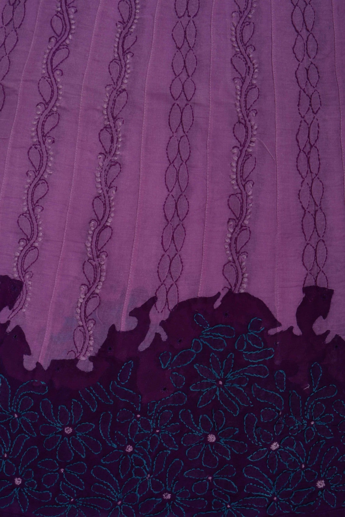 Ada Hand Embroidered Purple Cotton Lucknowi Chikankari Unstitched Anarkali Kurta Piece 01A123947