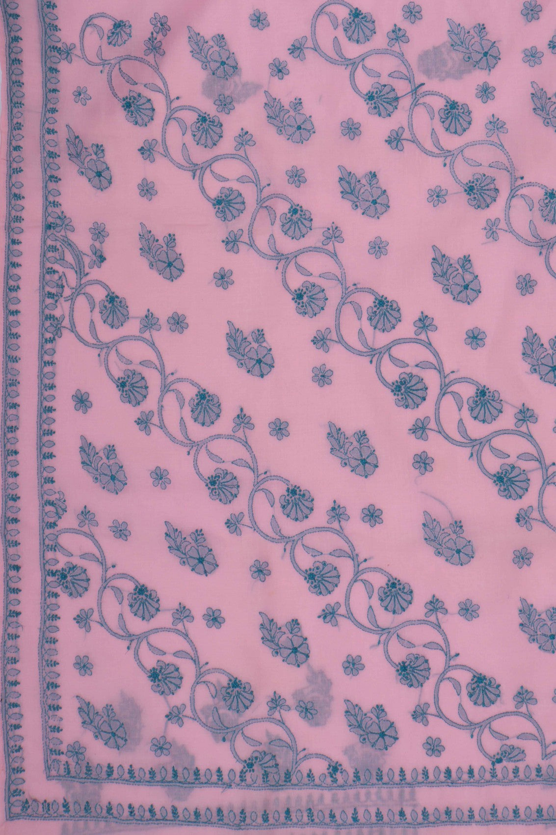 Ada Hand Embroidered Pink Cotton Lucknowi Chikankari Saree with Blouse A173137