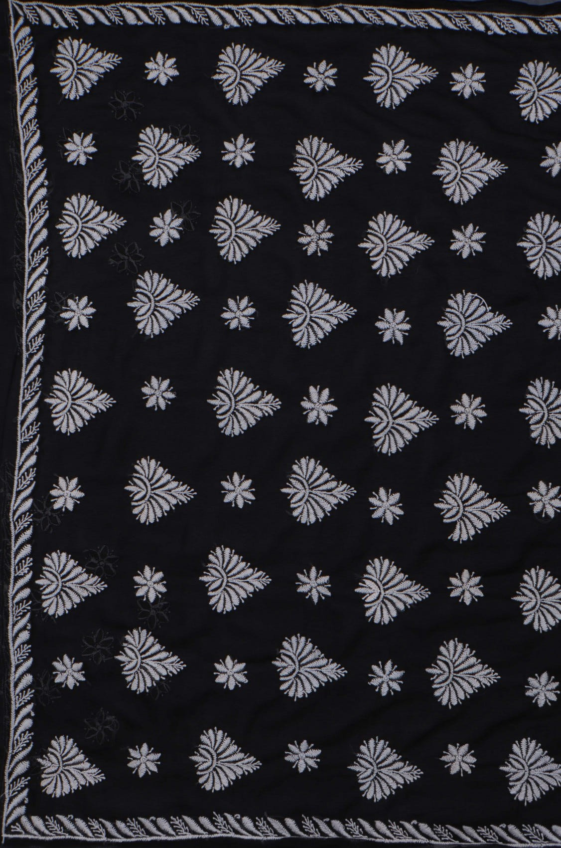 Ada Hand Embroidered Black Georgette Lucknowi Chikankari Saree With Blouse A564485