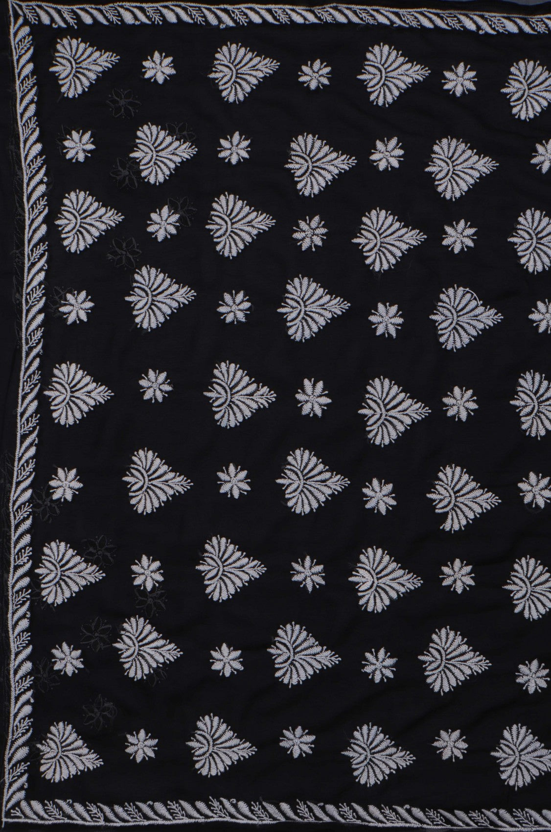 Ada Hand Embroidered Black Georgette Lucknowi Chikankari Saree With Blouse A564485