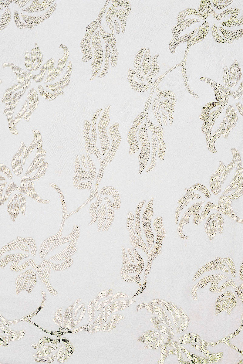 Ada Hand Embroidered White Pure Georgette Lucknowi Chikankari Saree / Blouse With Muqaish Work- A603605