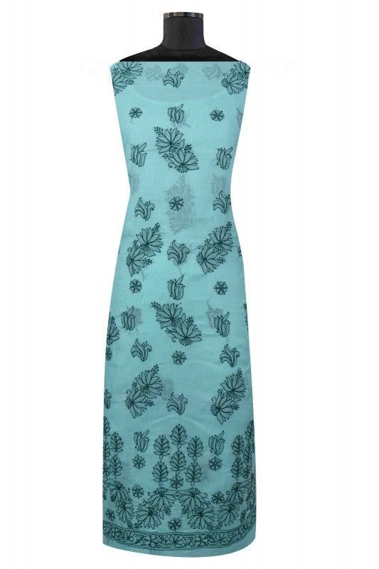 Ada Hand Embroidered Sea Green Cotton Lucknowi Chikan Unstitched Suit Piece A347806