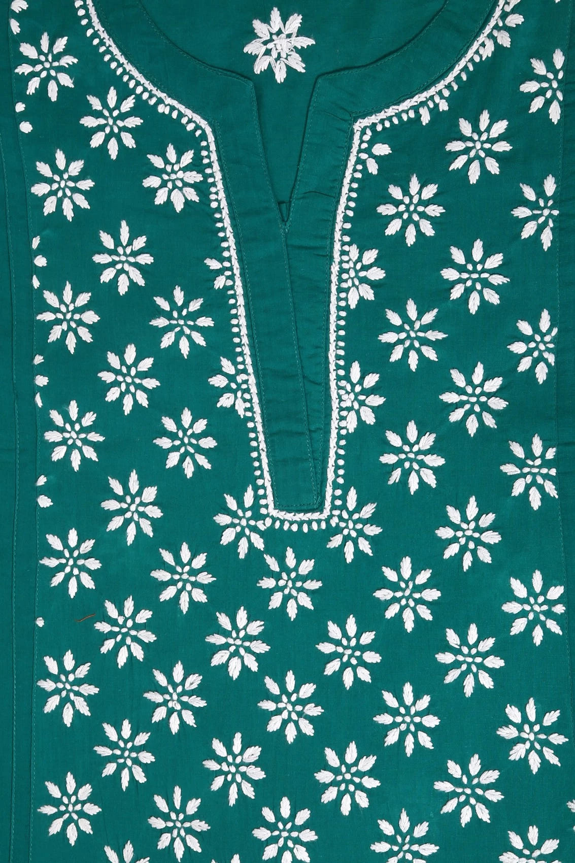 Ada Hand Embroidered Bottle Green Cotton Lucknowi Chikankari Straight Kurti A911297