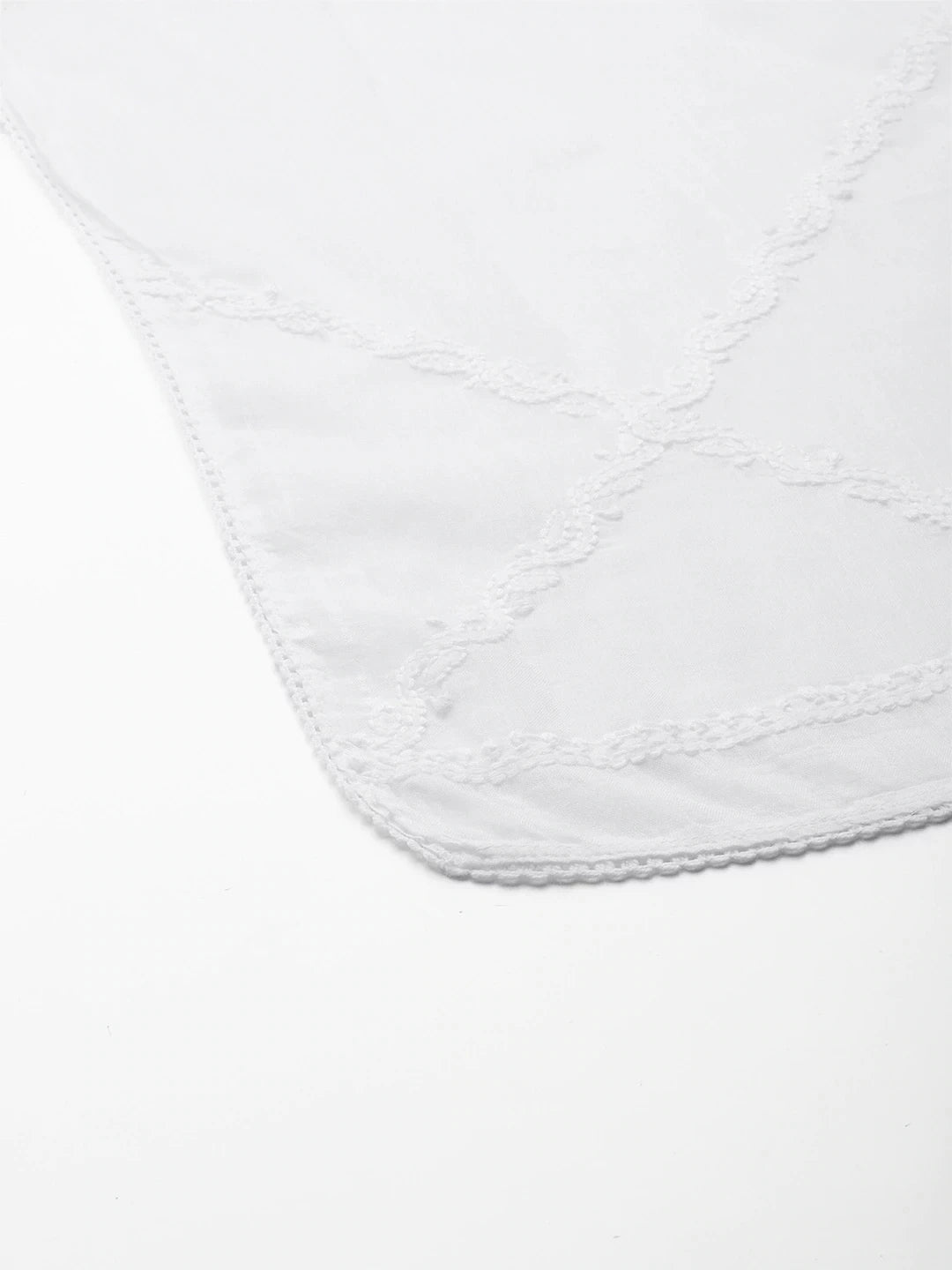 Ada Hand Embroidered White Cotton Lucknowi Chikankari Stole A511209