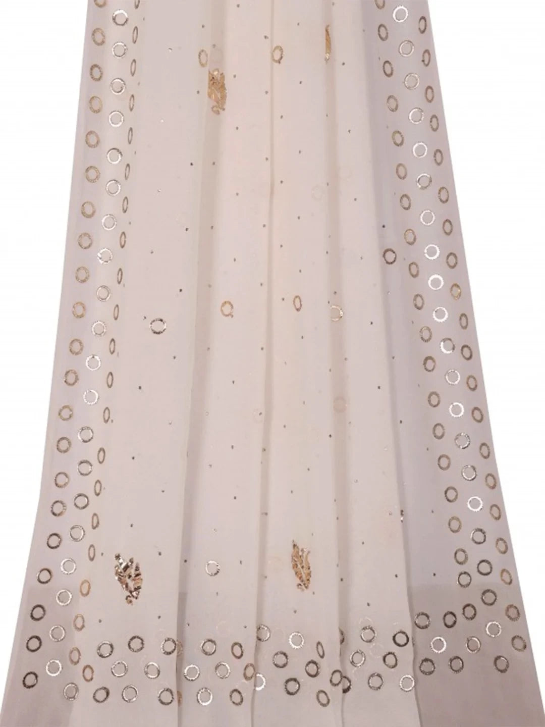 Ada Hand Embroidered White Pure Georgette Lucknowi Chikankari Dupatta With Muqaish Work A550026