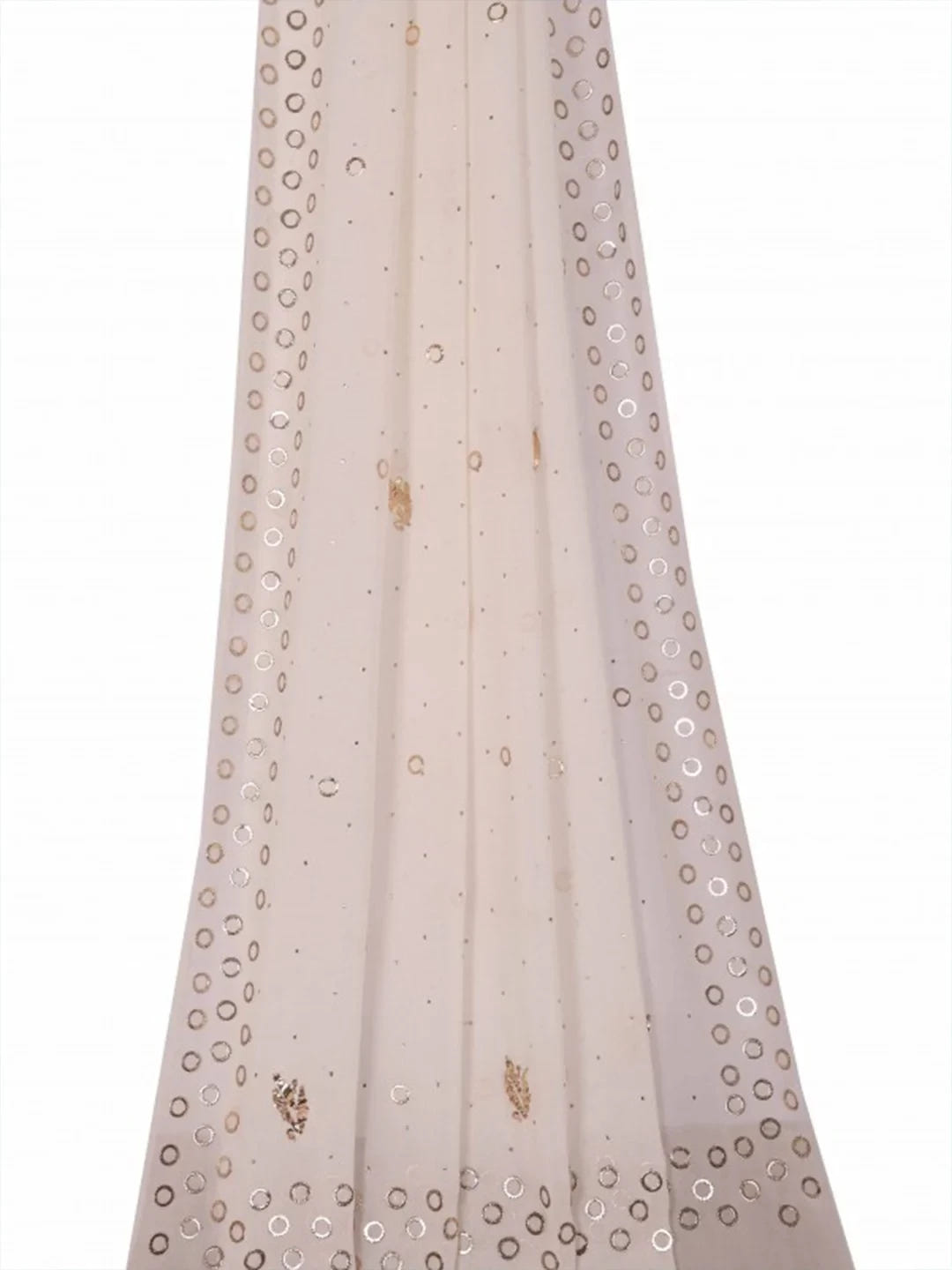 Ada Hand Embroidered White Pure Georgette Lucknowi Chikankari Dupatta With Muqaish Work A550026