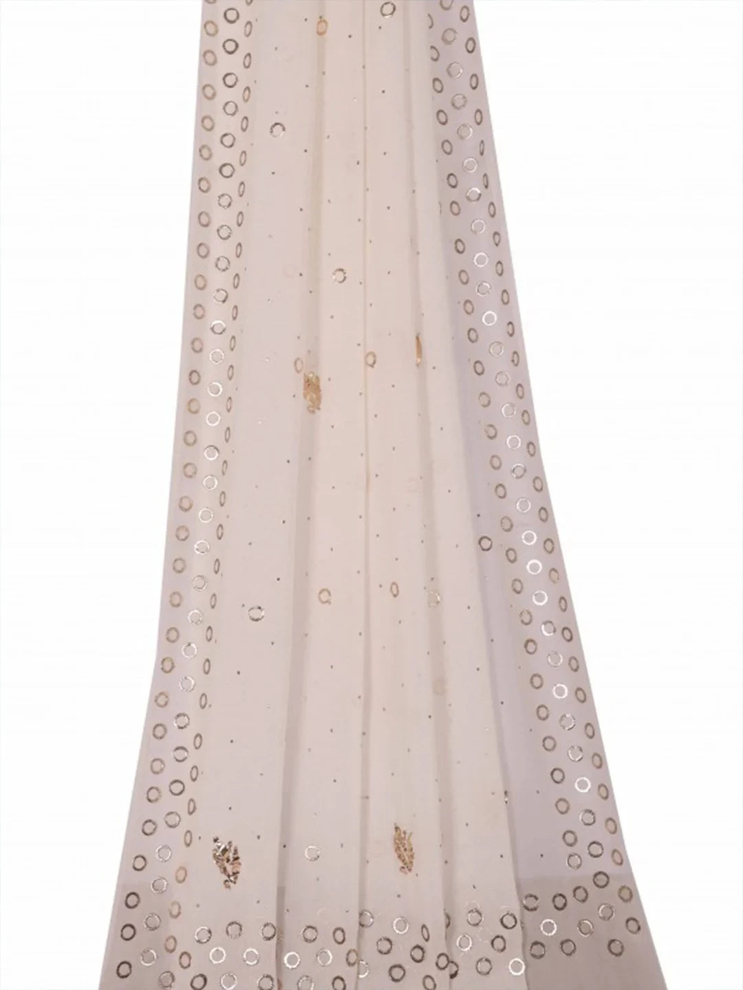 Ada Hand Embroidered White Pure Georgette Lucknowi Chikankari Dupatta With Muqaish Work A550026