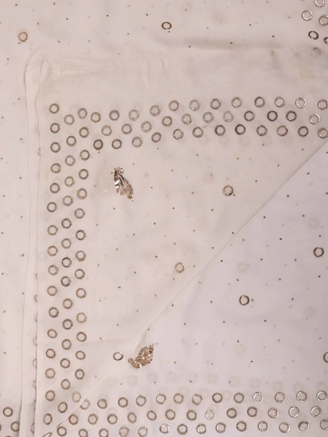 Ada Hand Embroidered White Pure Georgette Lucknowi Chikankari Dupatta With Muqaish Work A550026
