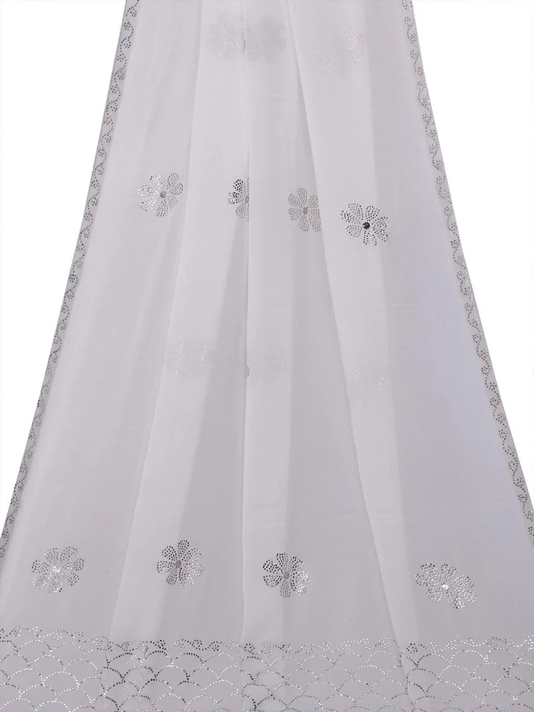 Ada Hand Embroidered White Pure Georgette Lucknowi Chikankari Dupatta With Muqaish Work A318447