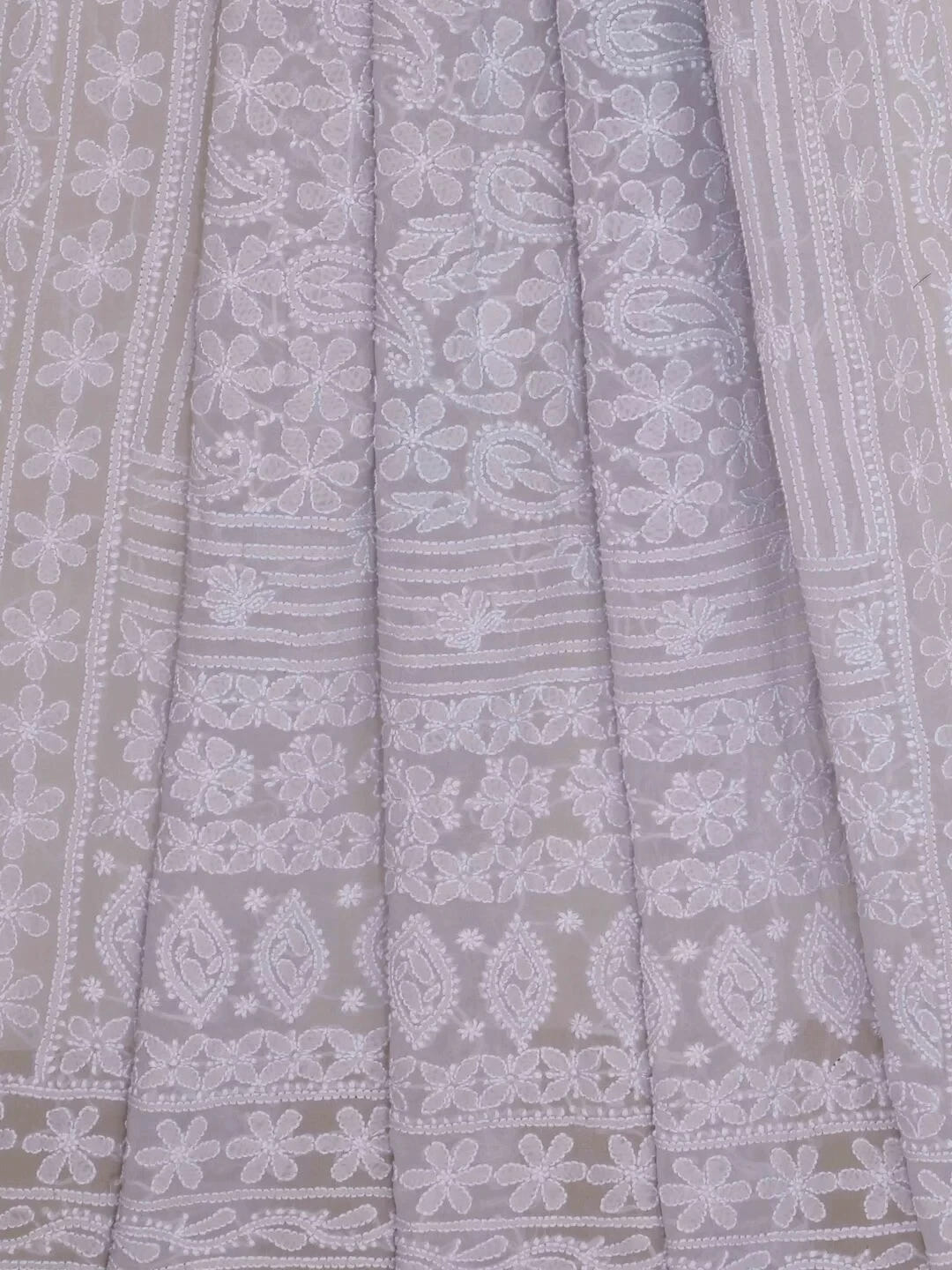 Ada Hand Embroidered Grey Pure Georgette Lucknowi Chikankari Dupatta 01A102415
