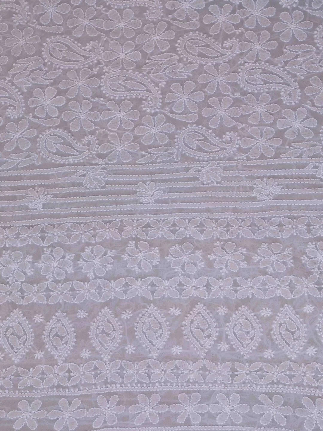 Ada Hand Embroidered Grey Pure Georgette Lucknowi Chikankari Dupatta 01A102415