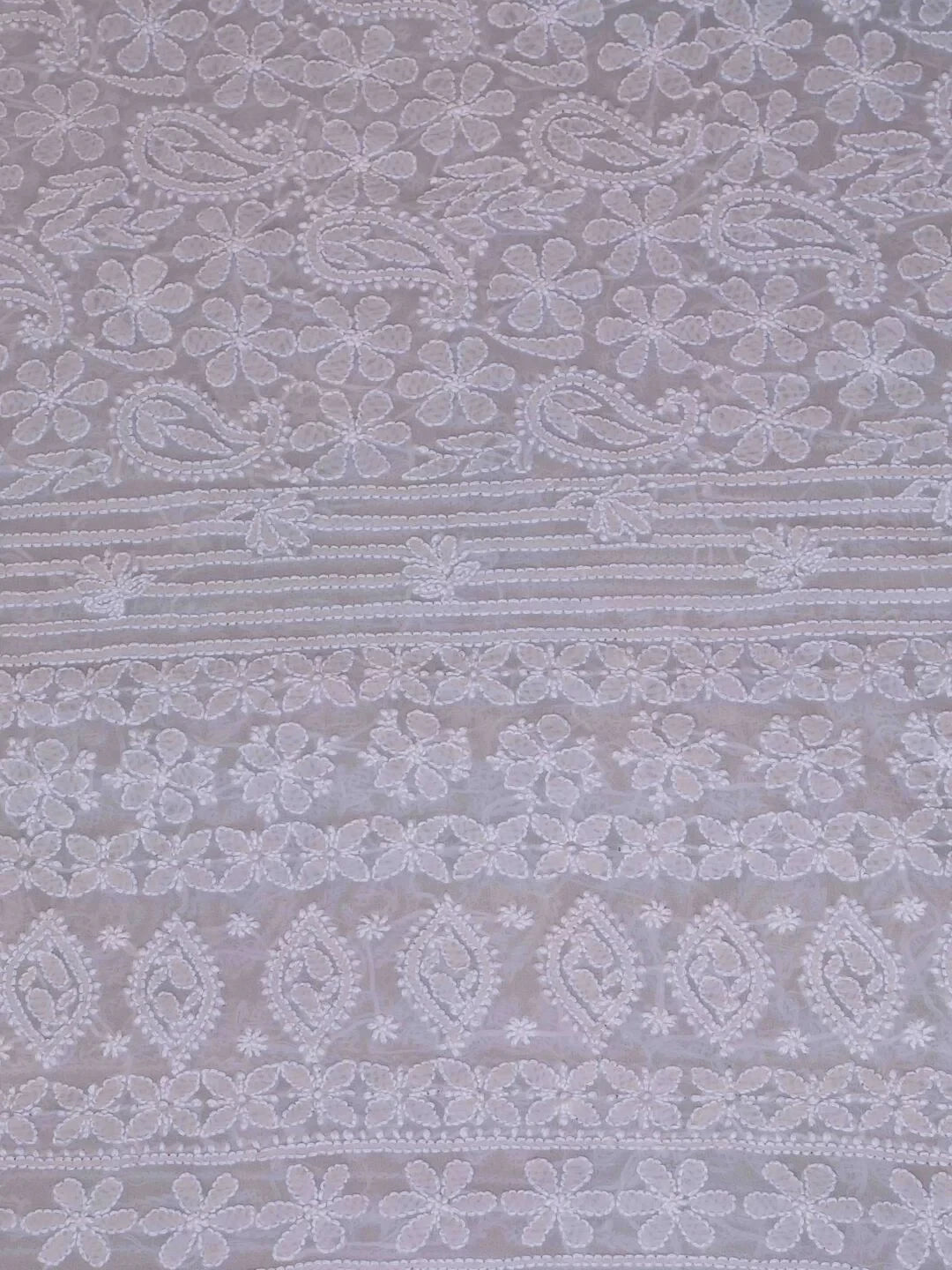 Ada Hand Embroidered Grey Pure Georgette Lucknowi Chikankari Dupatta 01A102415