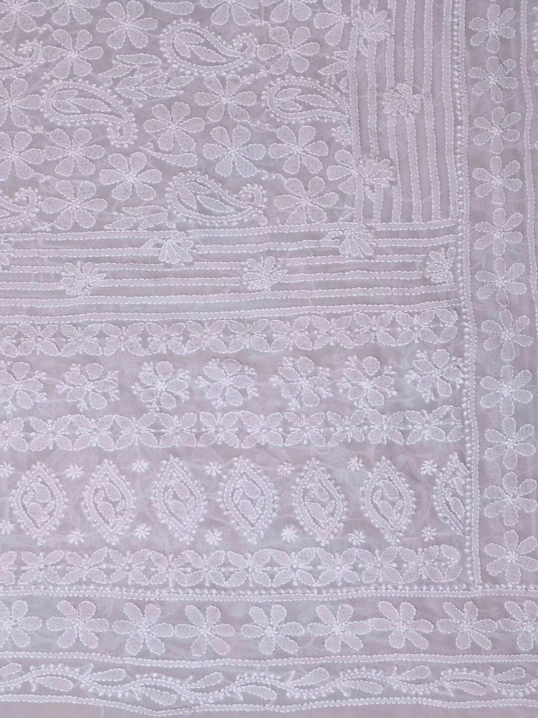 Ada Hand Embroidered Grey Pure Georgette Lucknowi Chikankari Dupatta 01A102415