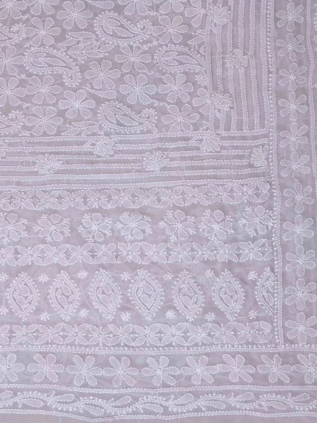 Ada Hand Embroidered Grey Pure Georgette Lucknowi Chikankari Dupatta 01A102415