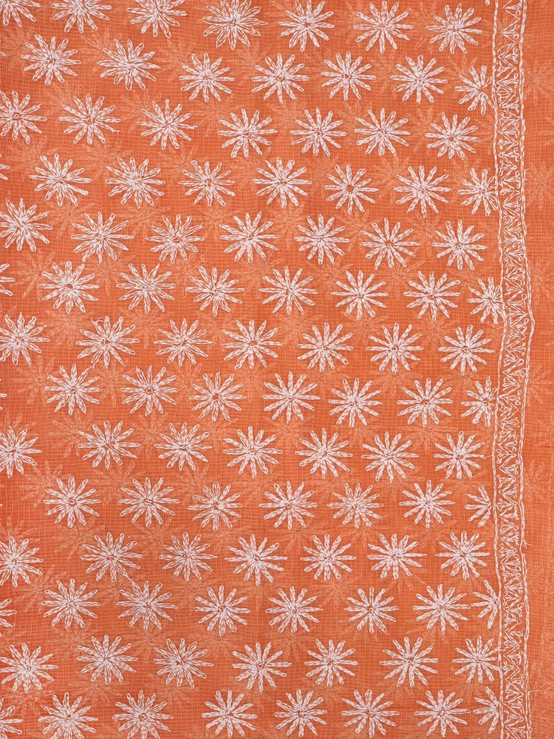 Ada Hand Embroidered Orange Kota Cotton Lucknowi Chikankari Dupatta 01A154066