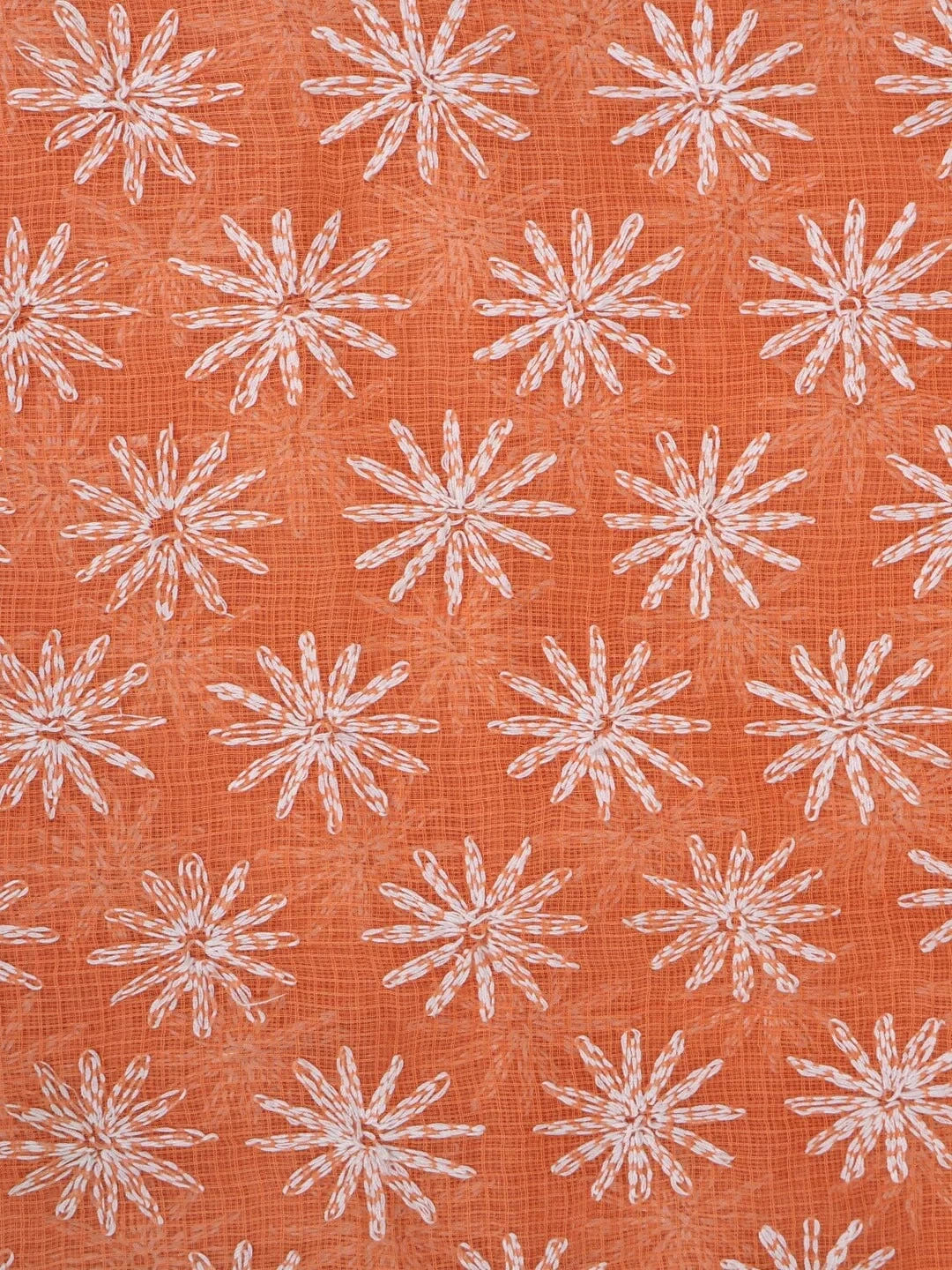Ada Hand Embroidered Orange Kota Cotton Lucknowi Chikankari Dupatta 01A154066