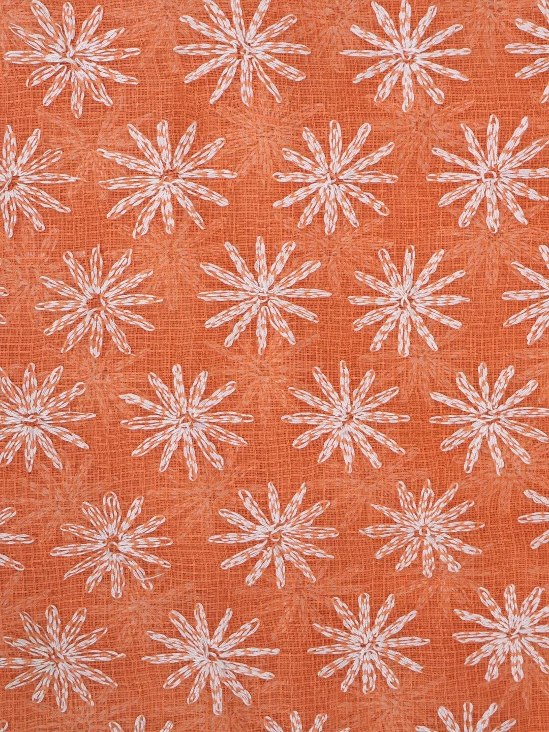 Ada Hand Embroidered Orange Kota Cotton Lucknowi Chikankari Dupatta 01A154066
