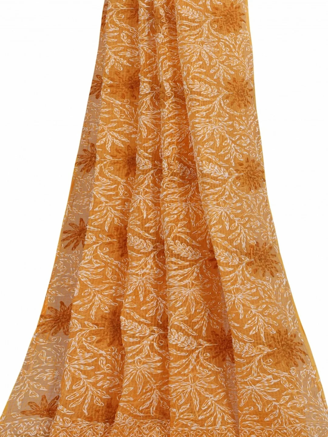 Ada Hand Embroidered Mustard Kota Cotton Lucknowi Chikankari Dupatta 01A242263