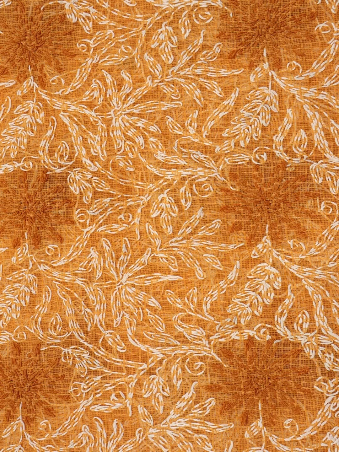 Ada Hand Embroidered Mustard Kota Cotton Lucknowi Chikankari Dupatta 01A242263