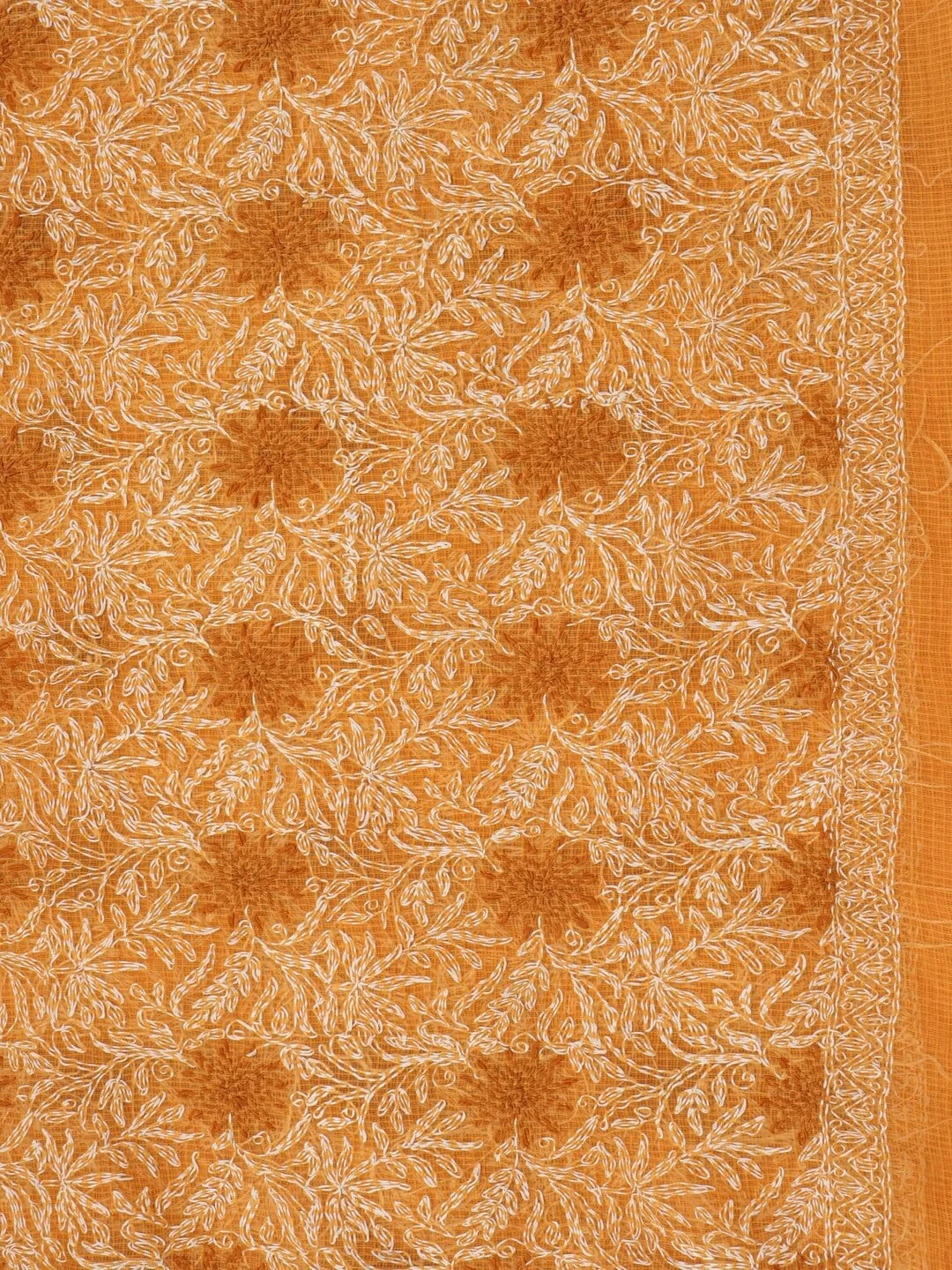 Ada Hand Embroidered Mustard Kota Cotton Lucknowi Chikankari Dupatta 01A242263