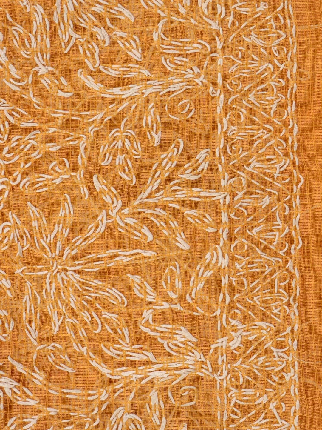 Ada Hand Embroidered Mustard Kota Cotton Lucknowi Chikankari Dupatta 01A242263