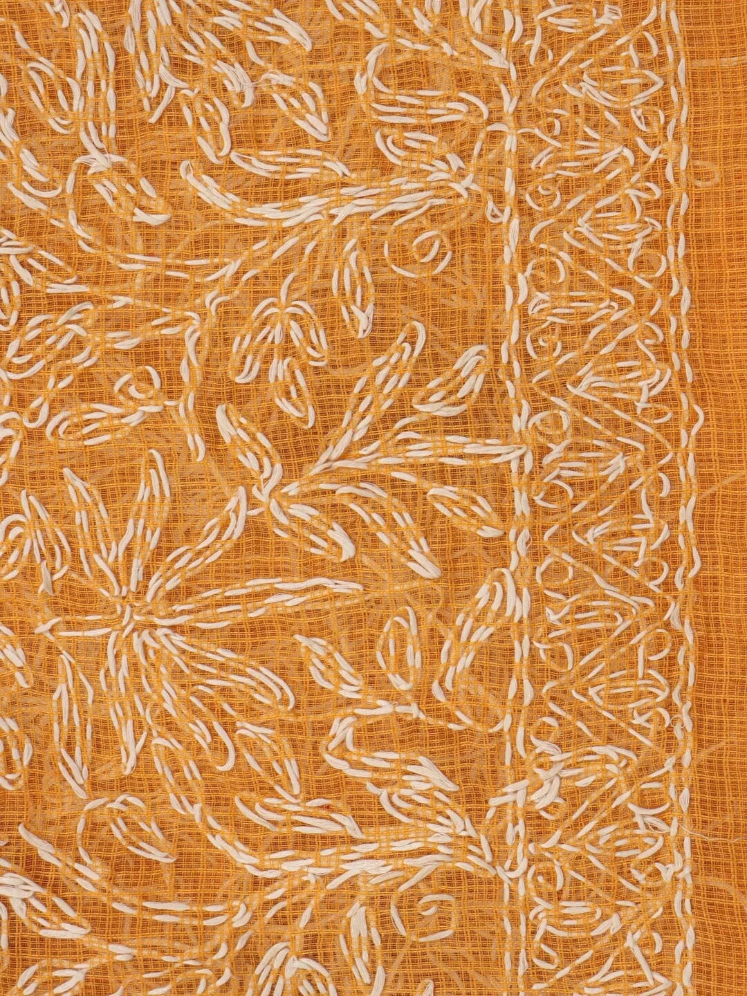 Ada Hand Embroidered Mustard Kota Cotton Lucknowi Chikankari Dupatta 01A242263