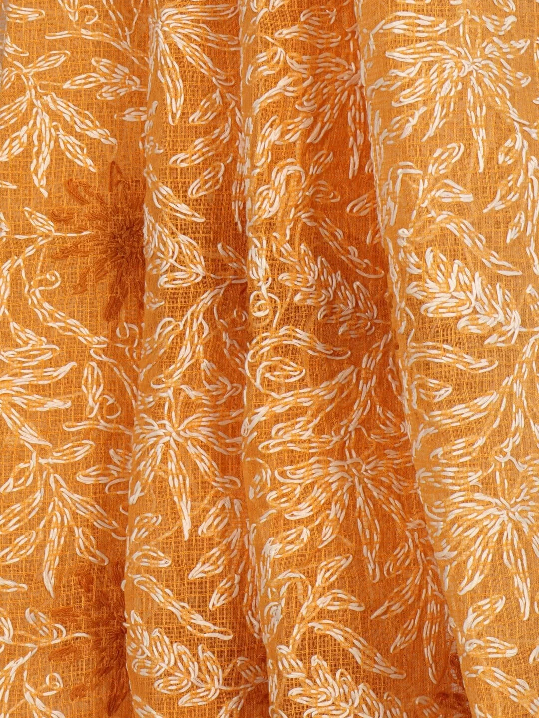 Ada Hand Embroidered Mustard Kota Cotton Lucknowi Chikankari Dupatta 01A242263