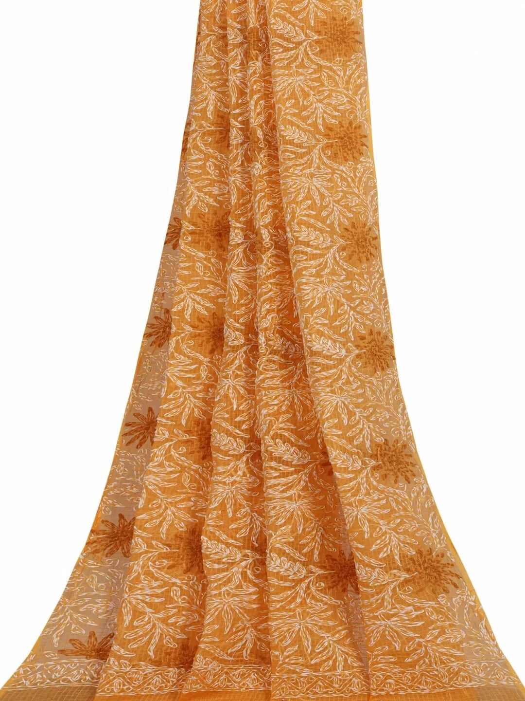 Ada Hand Embroidered Mustard Kota Cotton Lucknowi Chikankari Dupatta 01A242263