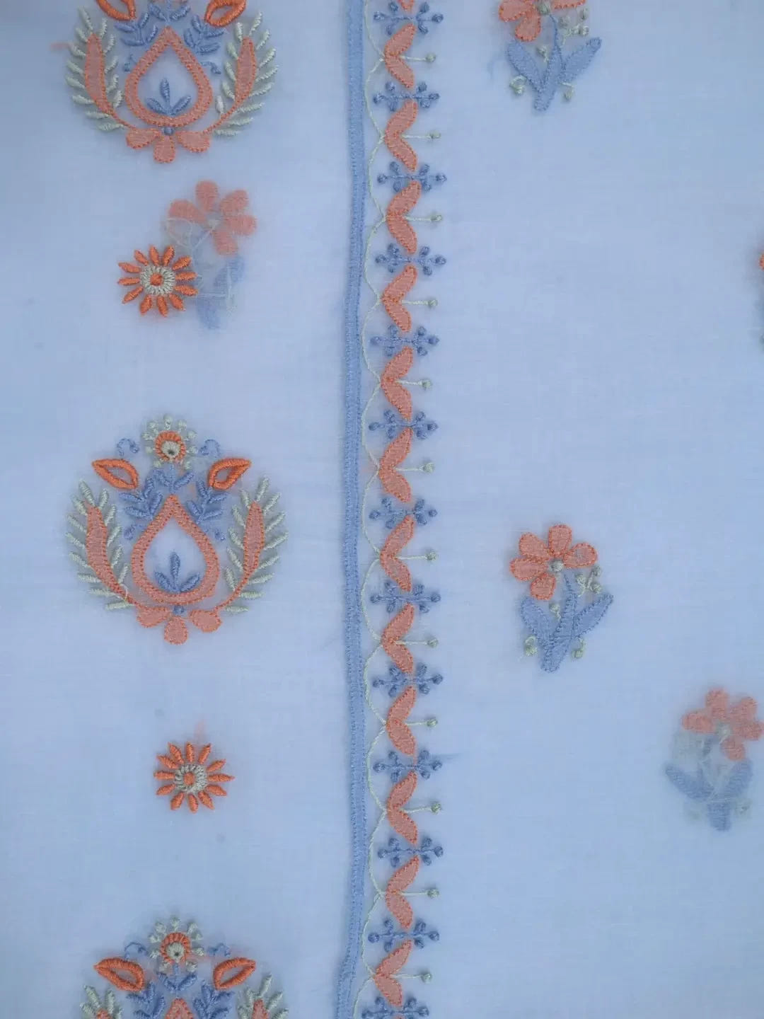 Ada Hand Embroidered Cornflower Blue Organza Lucknowi Chikankari Unstitched Kurta Dupatta Set 01A206132