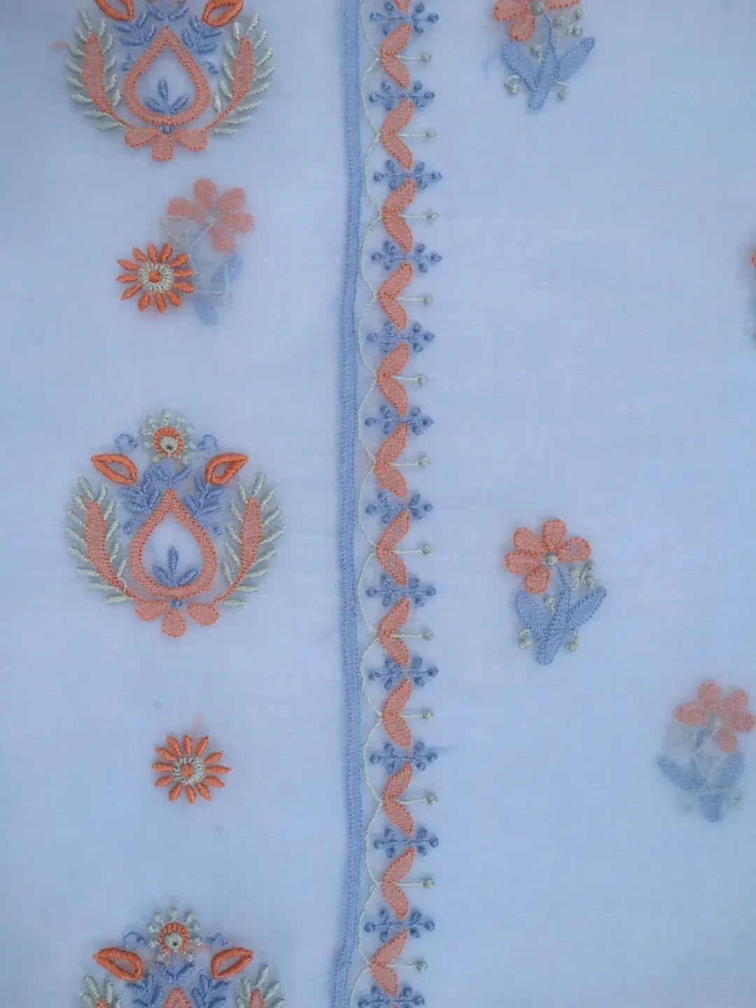Ada Hand Embroidered Cornflower Blue Organza Lucknowi Chikankari Unstitched Kurta Dupatta Set 01A206132