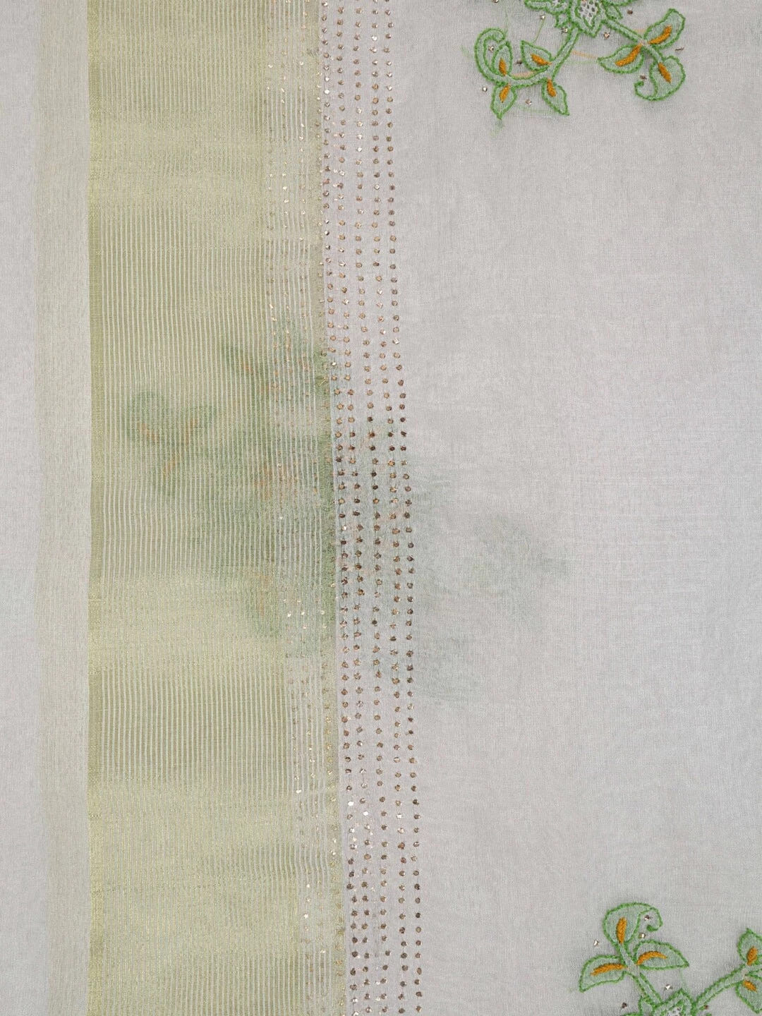 Ada Hand Embroidered Off White Organza Lucknowi Chikankari Dupatta With Muqaish Work A442548