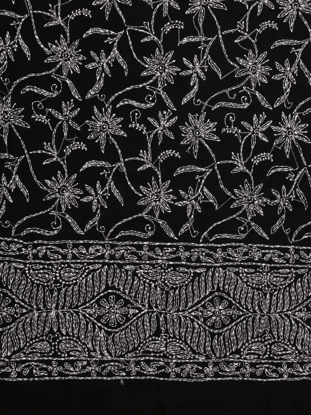 Ada Hand Embroidered Black & White Georgette Lucknowi Chikankari Dupatta A100448