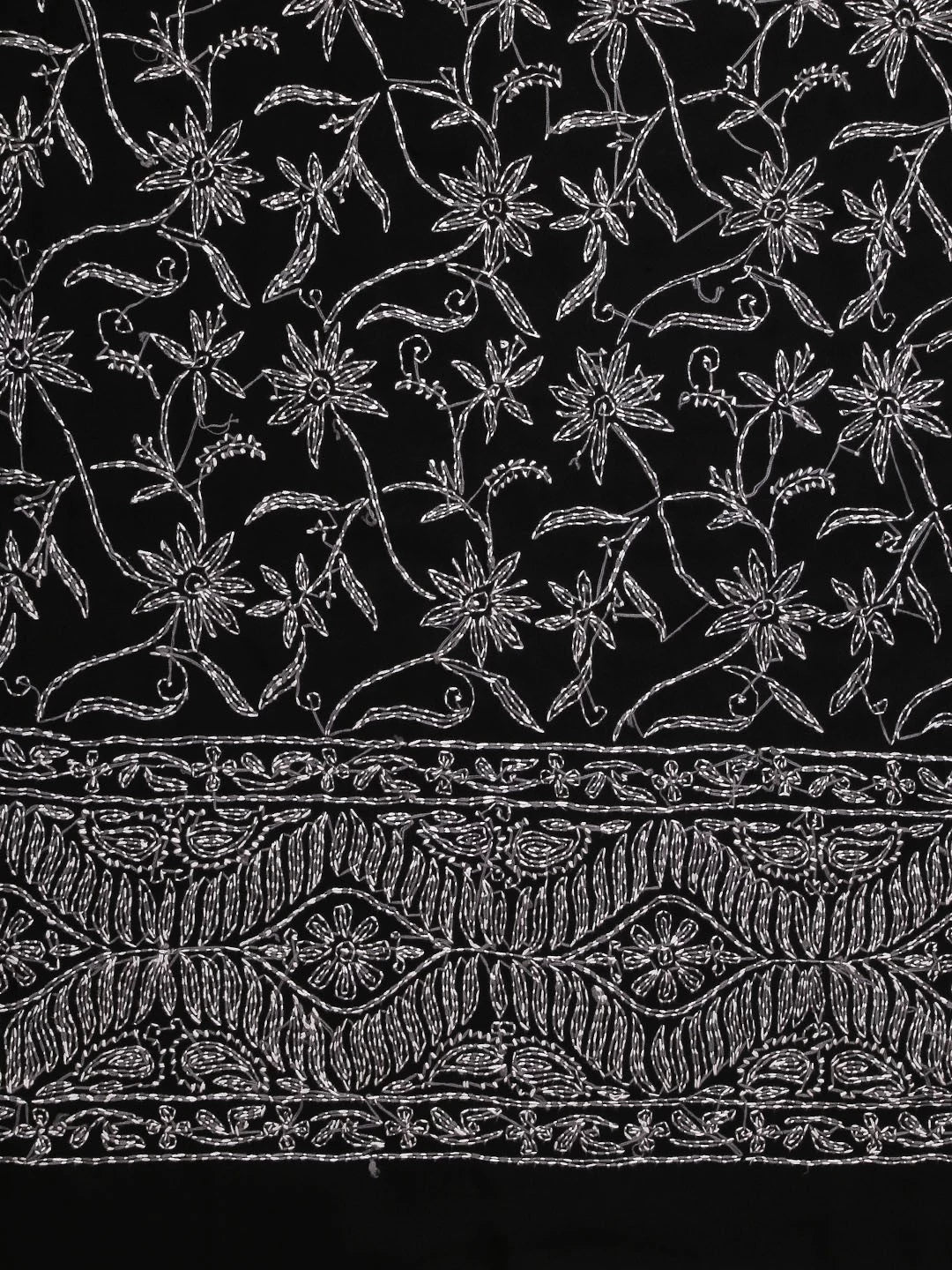 Ada Hand Embroidered Black & White Georgette Lucknowi Chikankari Dupatta A100448