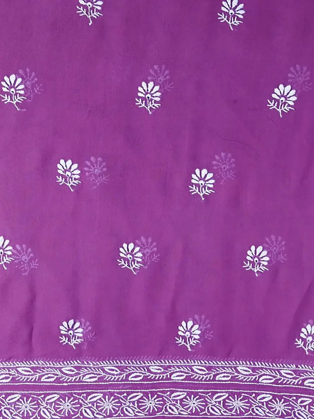 Ada Hand Embroidered Dark Purple Pure Georgette Lucknowi Chikankari Unstitched Kurta Dupatta Set A617163