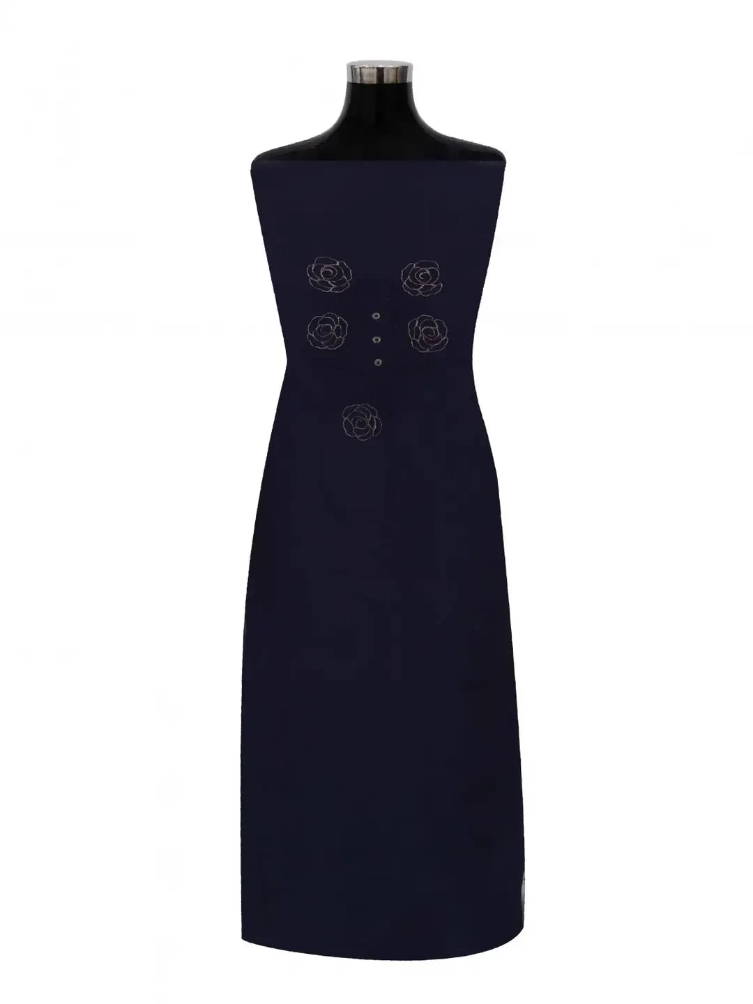 Ada Hand Embroidered Navy Blue Chanderi Lucknowi Chikankari Unstitched Kurta Dupatta Set 01A74880
