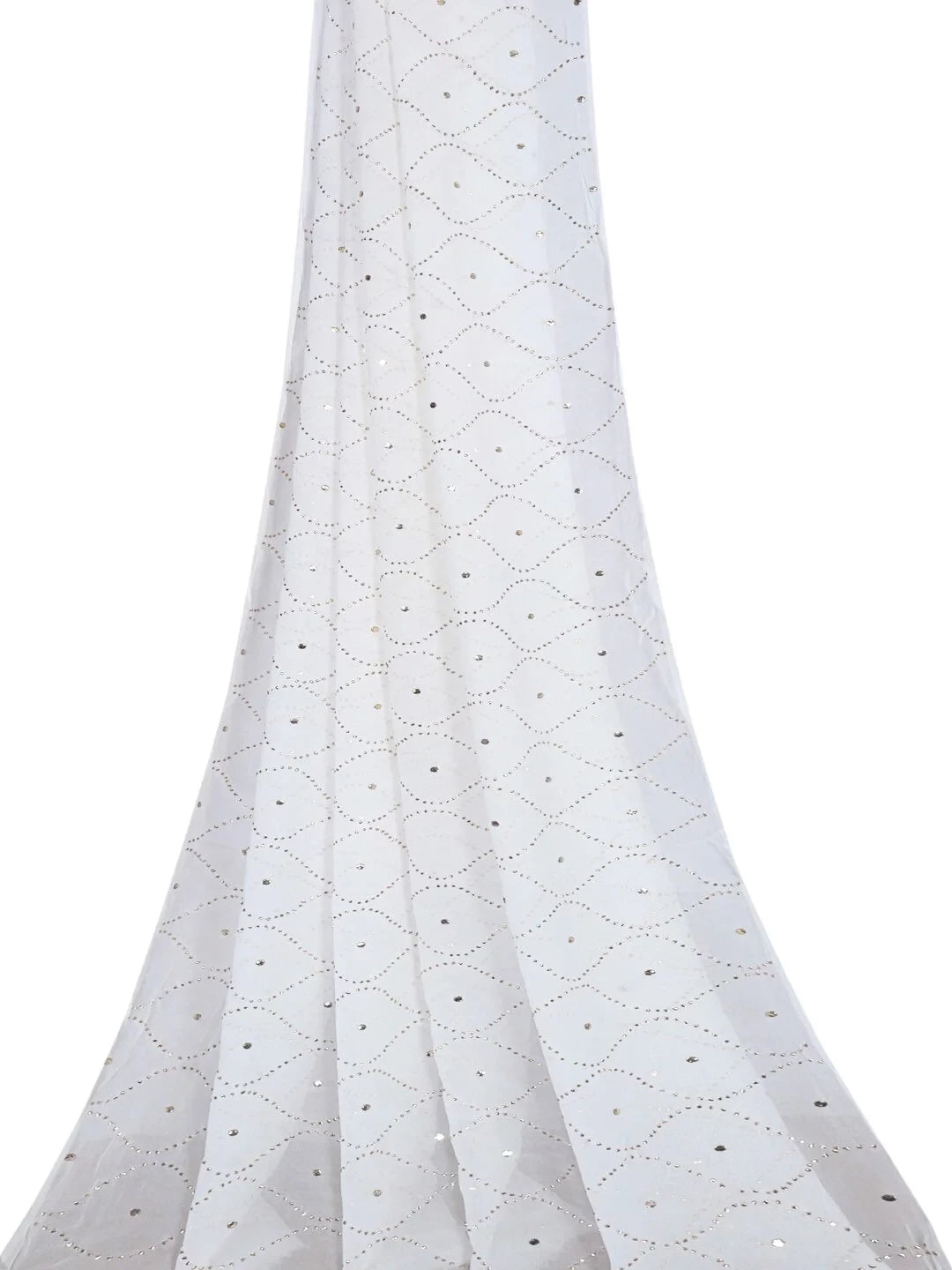 Ada Hand Embroidered White Georgette Lucknowi Chikankari Dupatta With Muqaish Work A583640