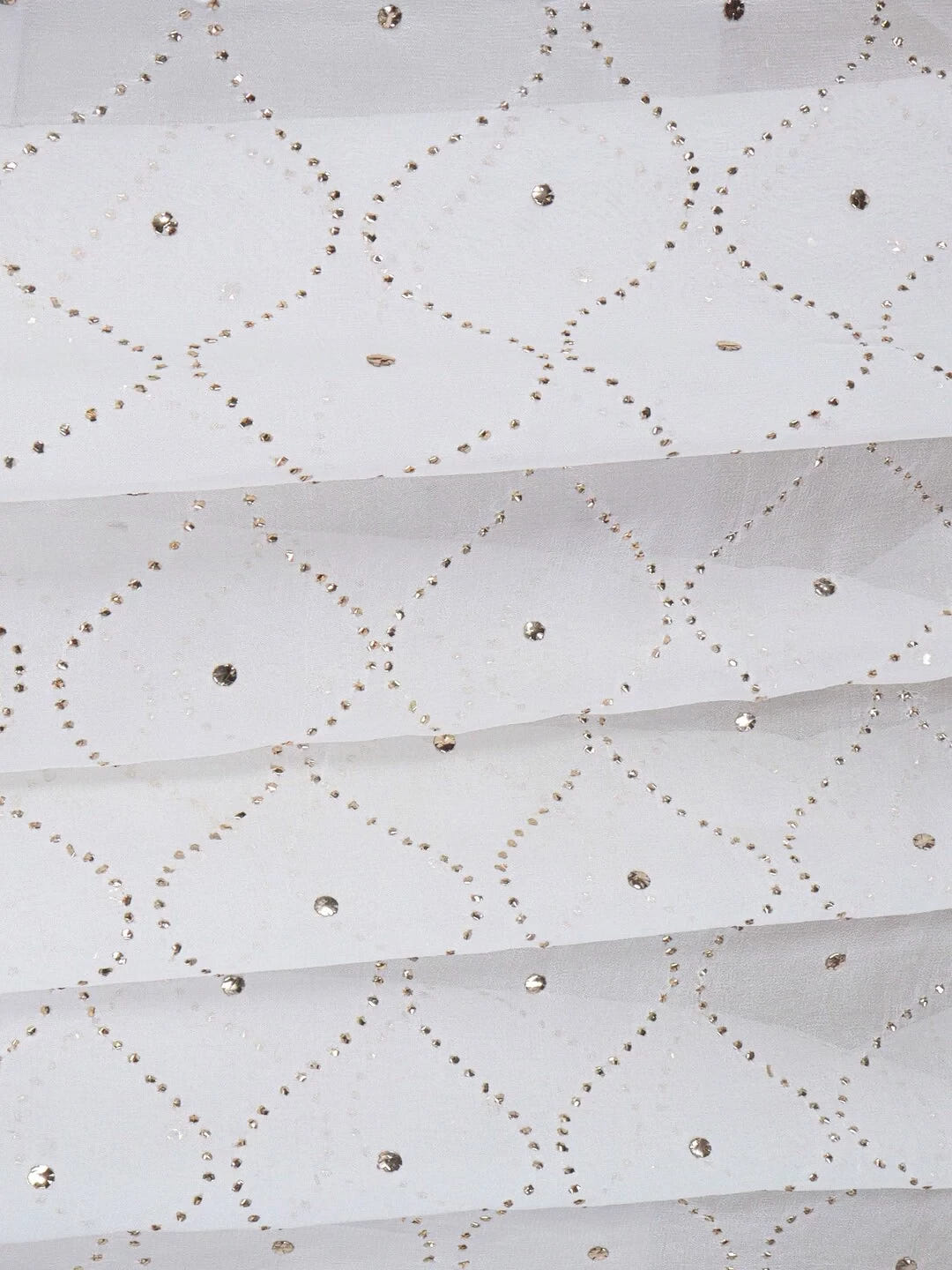 Ada Hand Embroidered White Georgette Lucknowi Chikankari Dupatta With Muqaish Work A583640