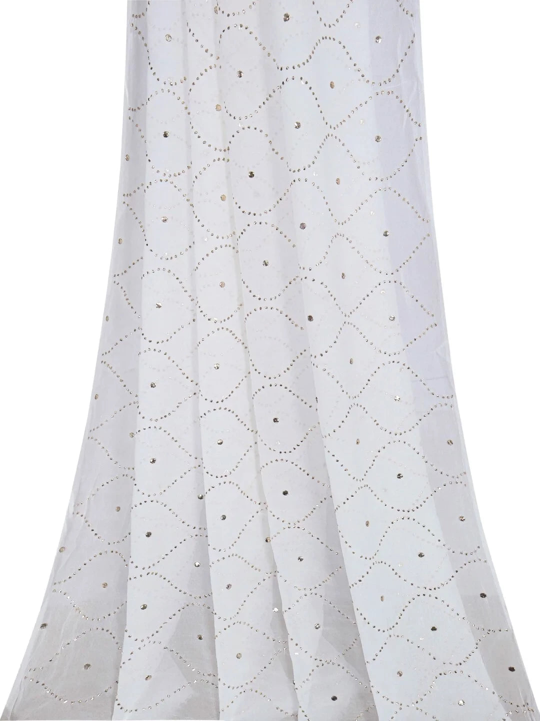 Ada Hand Embroidered White Georgette Lucknowi Chikankari Dupatta With Muqaish Work A583640