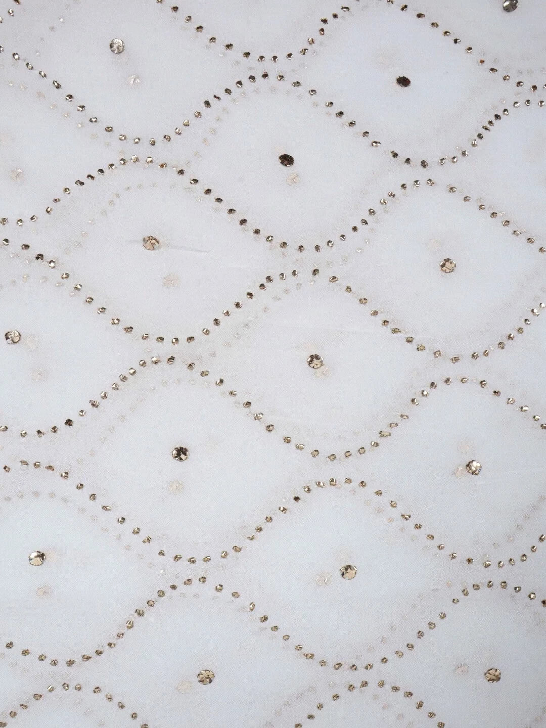 Ada Hand Embroidered White Georgette Lucknowi Chikankari Dupatta With Muqaish Work A583640