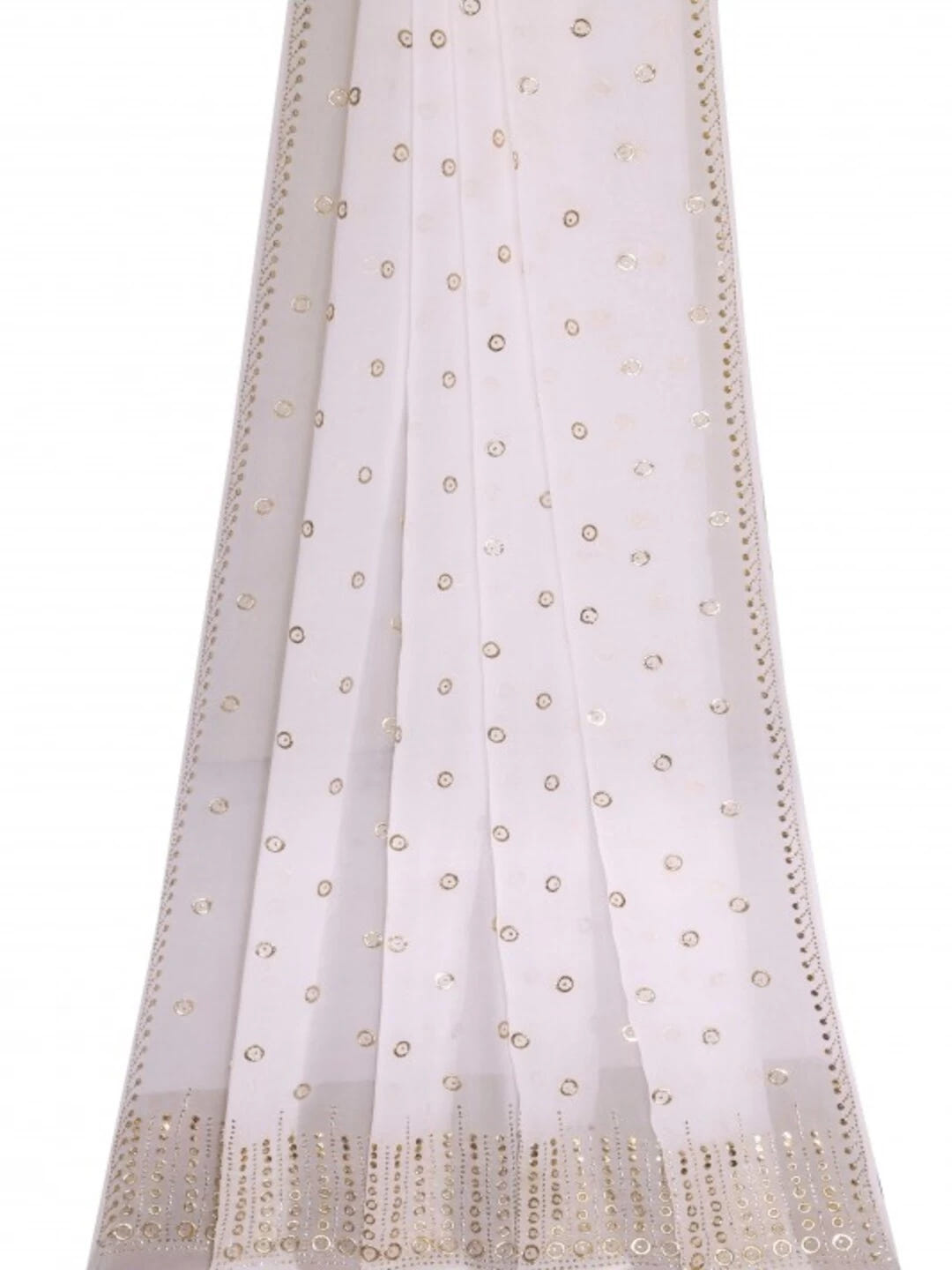 Ada Hand Embroidered White Georgette Lucknowi Chikankari Dupatta with Muqaish Work A581615