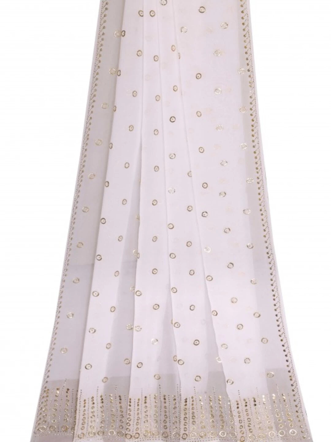 Ada Hand Embroidered White Georgette Lucknowi Chikankari Dupatta with Muqaish Work A581615